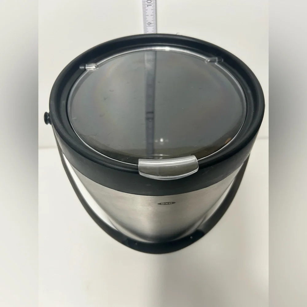 OXO Stainless Steel Double Walled Ice Bucket 4 Quart Hinged Lid Handle #0305243